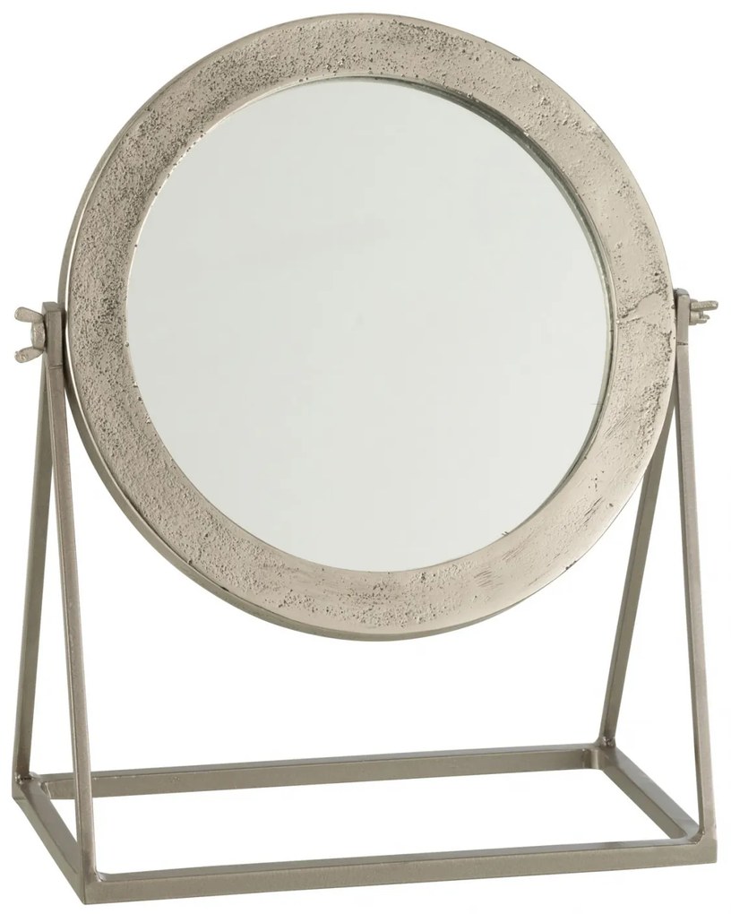 Oglinda Round, Metal, Argintiu, 34x29x15 cm