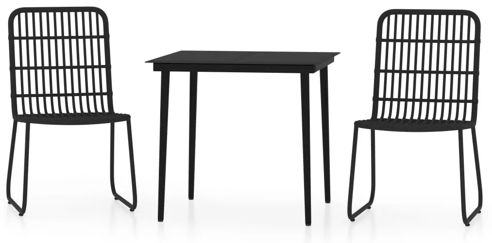 Set de mobilier pentru gradina, 3 piese, negru Negru, Lungime masa 80 cm, 3