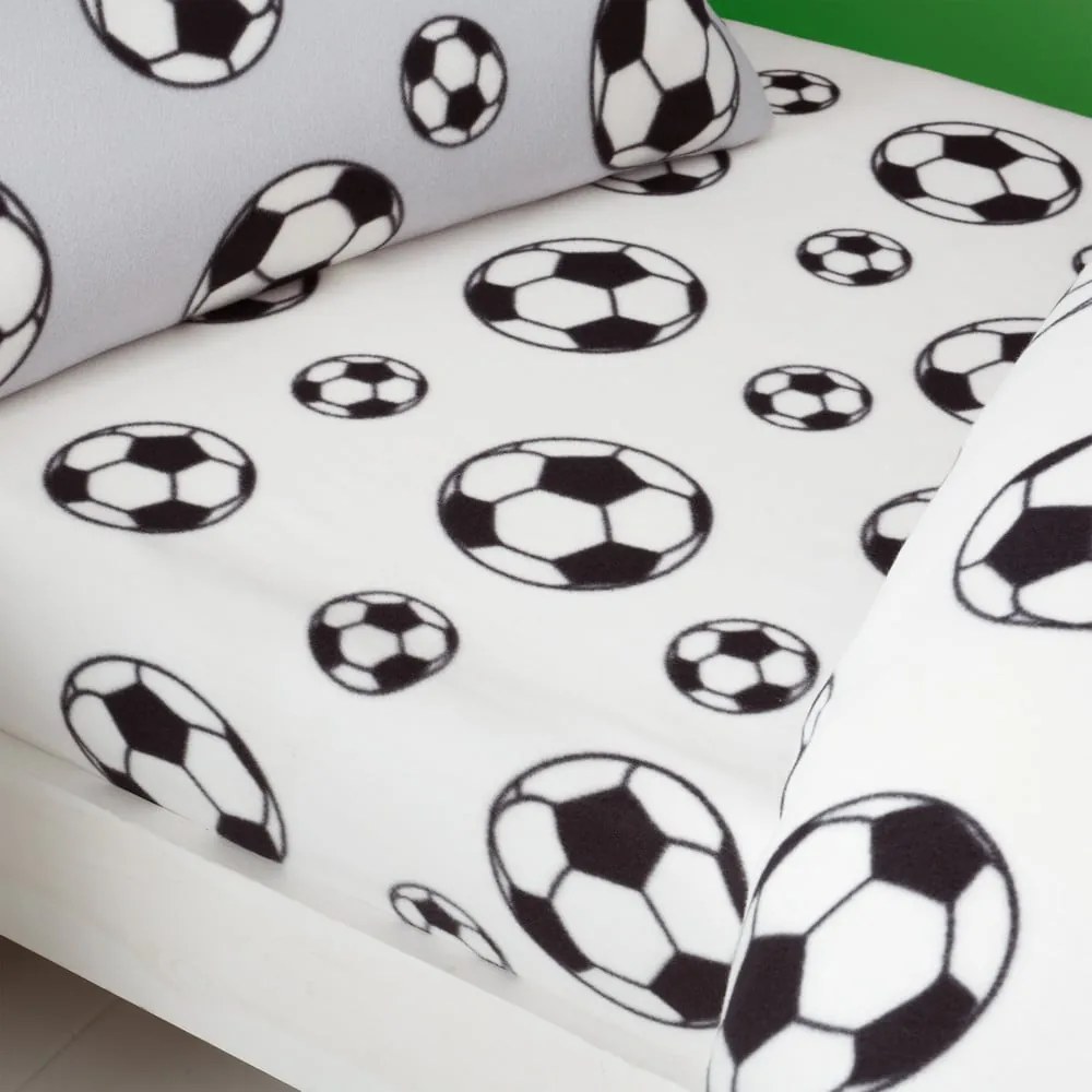 Cearceaf pentru copii alb din polar/fleece pentru pătuț cu elastic 70x140 cm Football – Catherine Lansfield