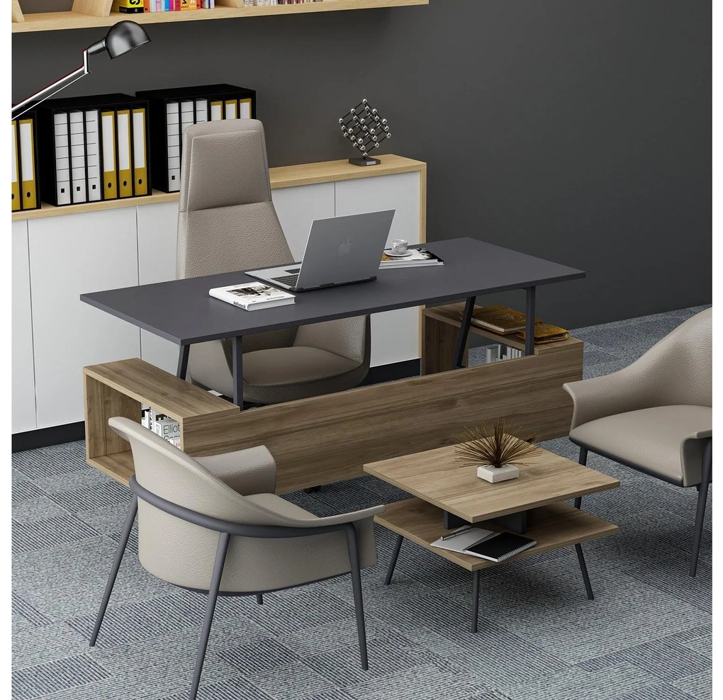 Set mobilier birou Ironman (antracit + Stejar) . 1102197
