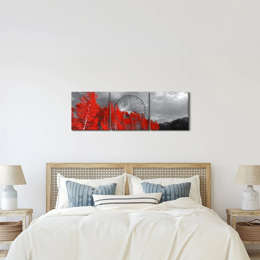 Tablou - Copaci în culorile toamnei (cu ceas) (90x30 cm)