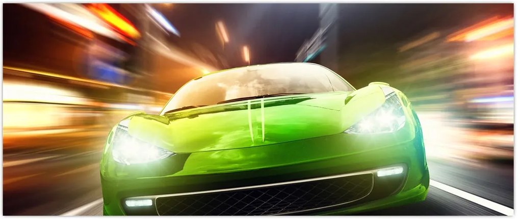 Tablou - Mașină de curse verde (120x50 cm)