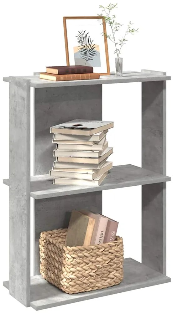 vidaXL Bibliotecă cu 3 niveluri, gri beton, 60x30x80 cm lemn prelucrat