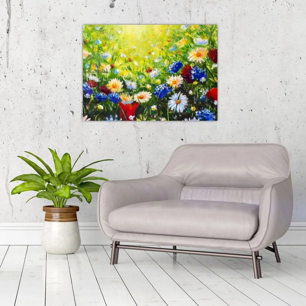 Tablou pe sticlă - Flori sălbatice (70x50 cm)