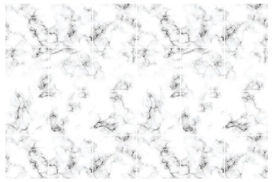 Set 24 autocolante pentru perete Ambiance Black and White Marble, 10 x 10 cm