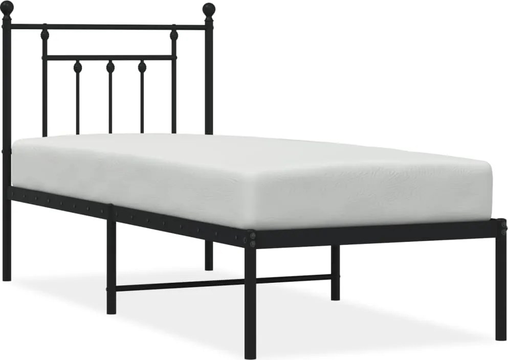 vidaXL Cadru de pat metalic cu tăblie, negru, 75x190 cm