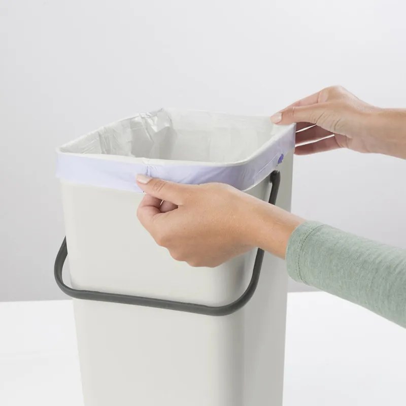 Cos de gunoi colectare selectiva Brabantia Sort&Go 1005516, 16 L, Maner, Montabil pe perete, Gri deschis