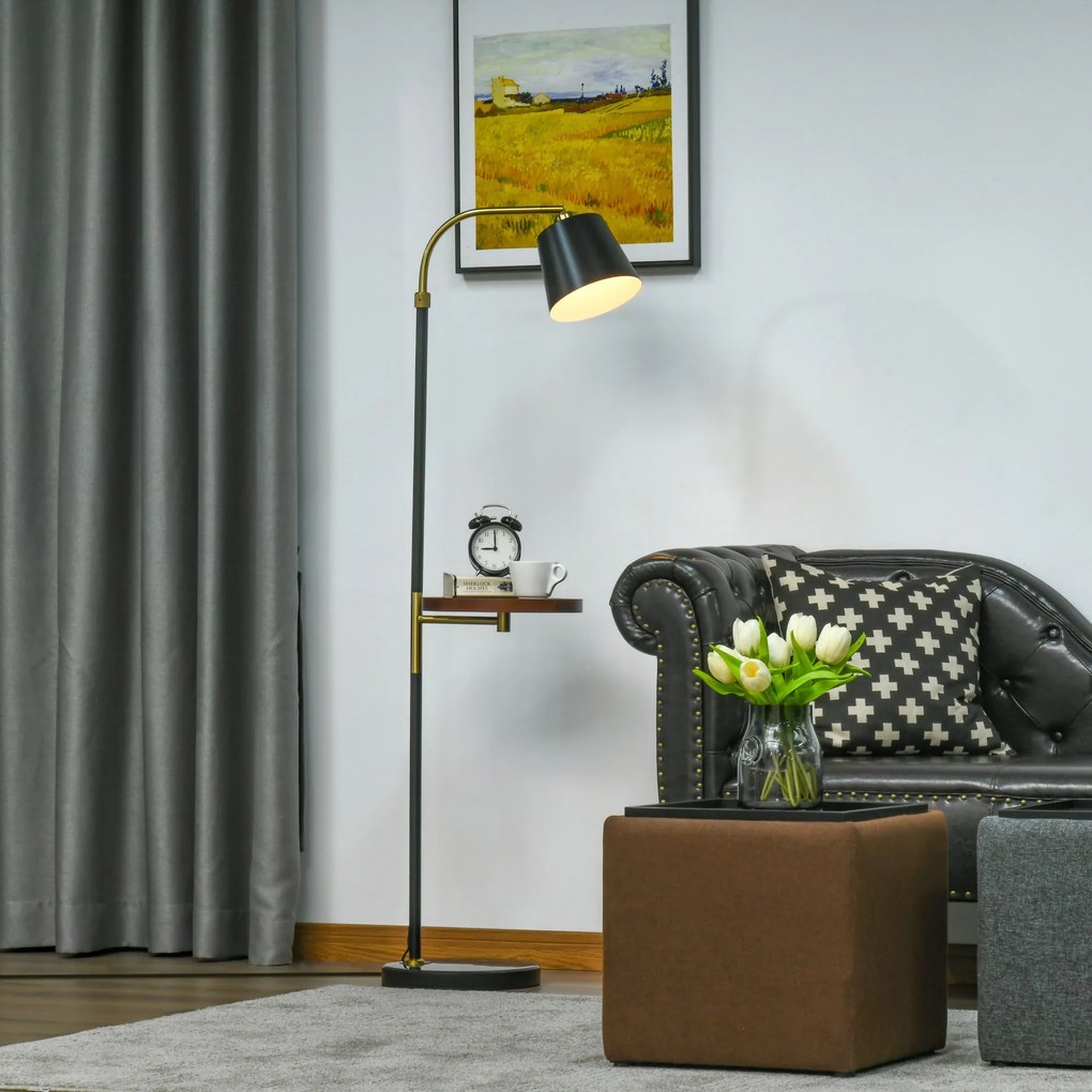 HOMCOM lampa de podea cu etajera, 43x29x160 cm, negru | AOSOM RO