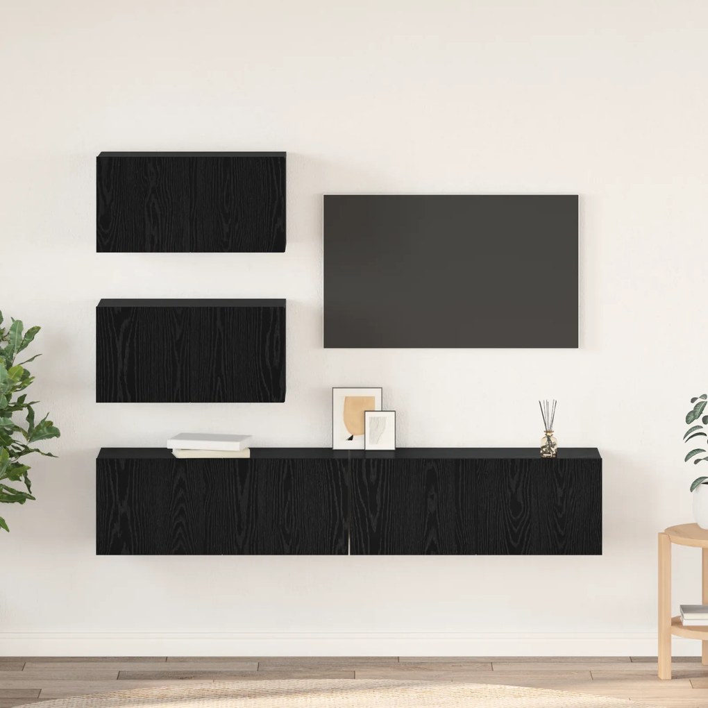 vidaXL Set de Dulapuri pentru TV 4 pcs Stejar negru 80 x 30 x 30 cm