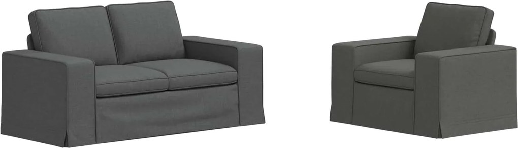 vidaXL Set de canapea 2 pcs Gri închis 182 x 80 x 82 cm țesătură