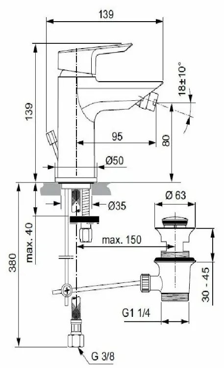 Baterie bideu Ideal Standard Tesi, crom - A6579AA