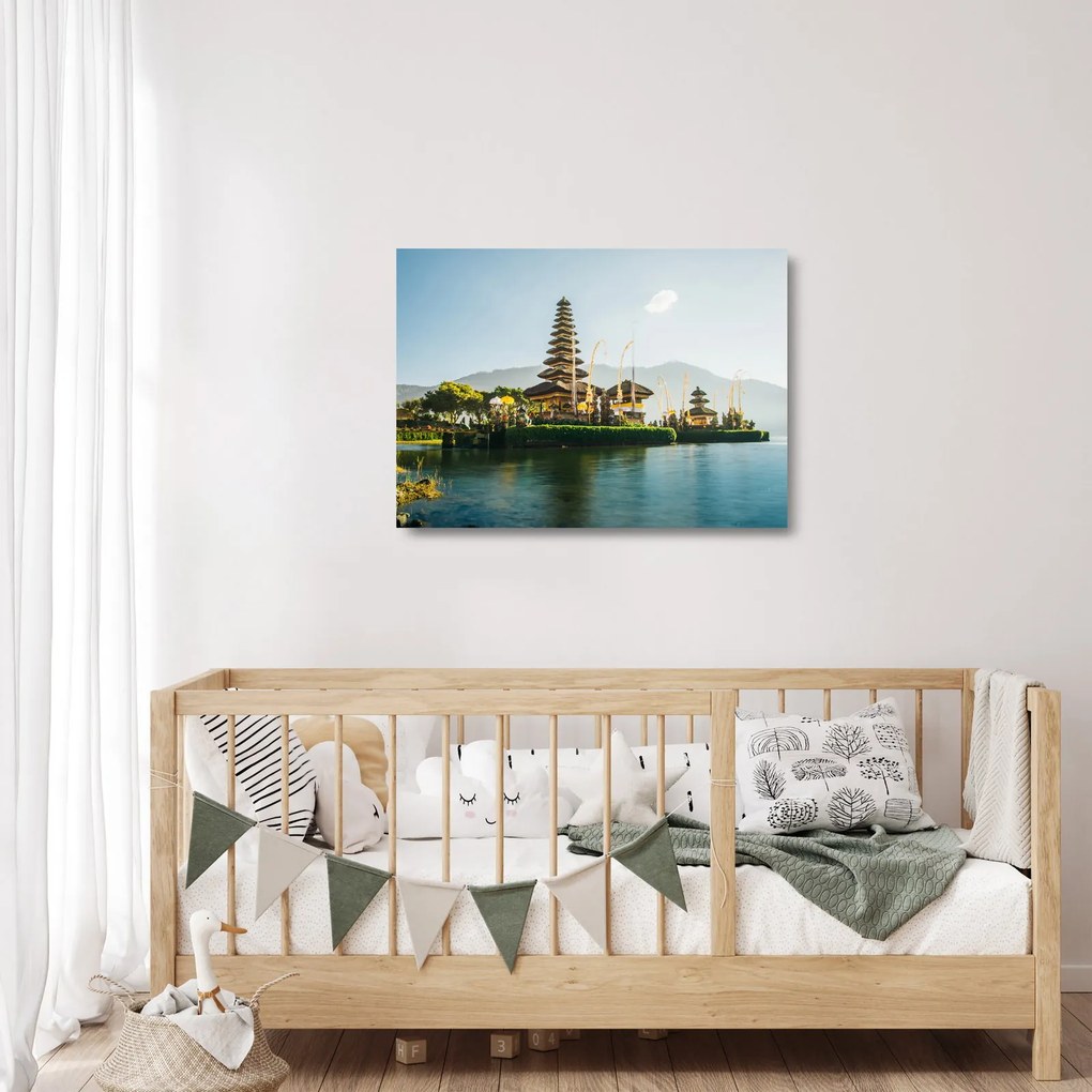 Tablou pe sticlă Mount Batur (70x50 cm)