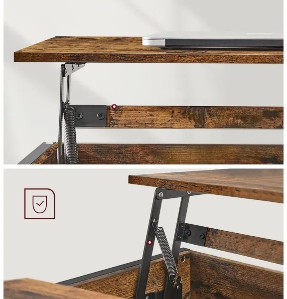 Masă de cafea NYRO cu blat rabatabil, maro/negru