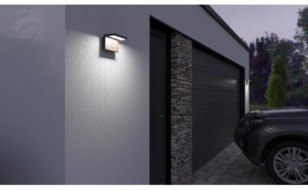 Aplică LED de exterior cu senzor NATURA LED/12W/230V 4000K IP54 maro/antracit