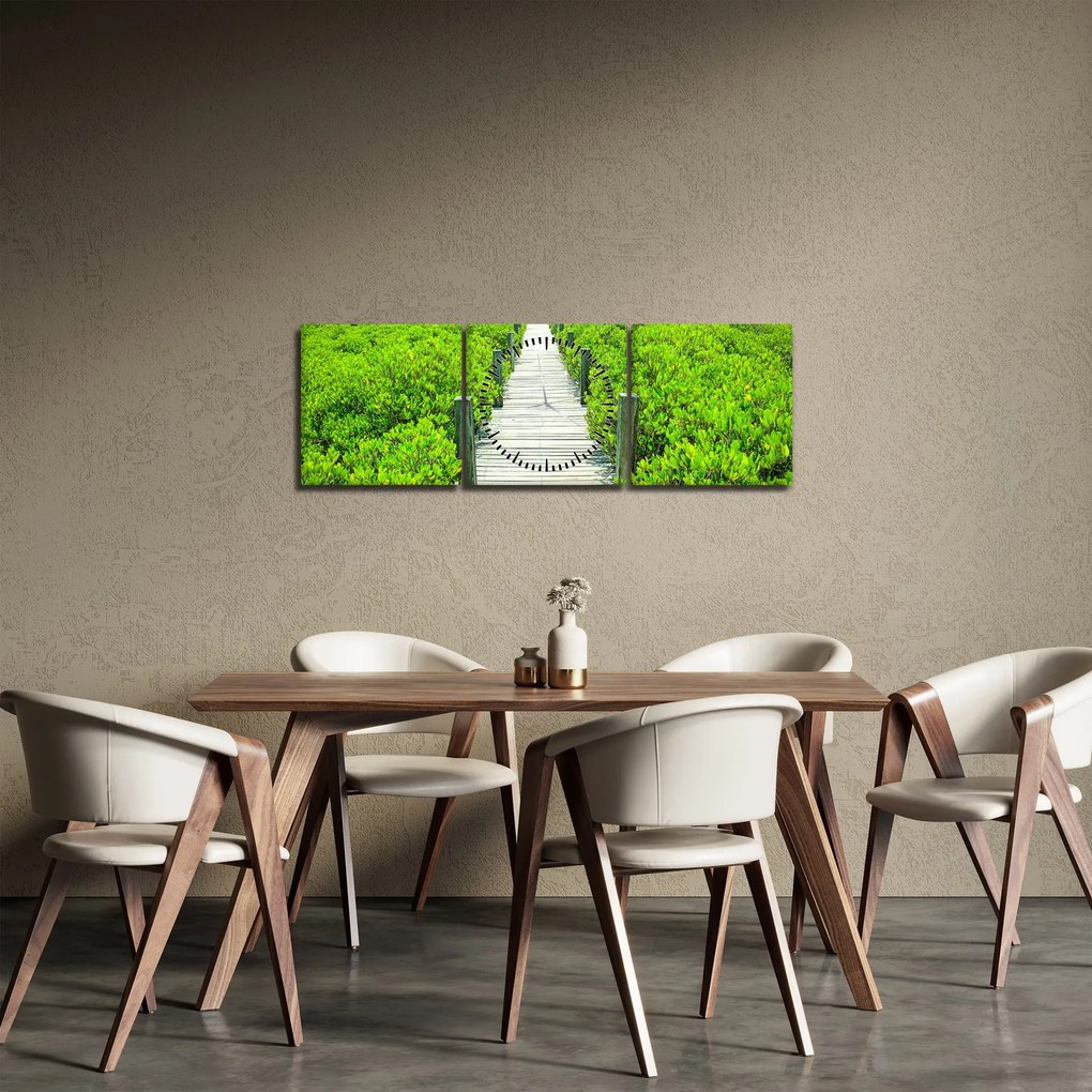 Tablou - poteca din lemn (cu ceas) (90x30 cm)