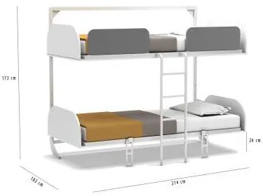Pat Rabatabil Suprapus cu somiere incluse - Simple Bunk - Alb Mat