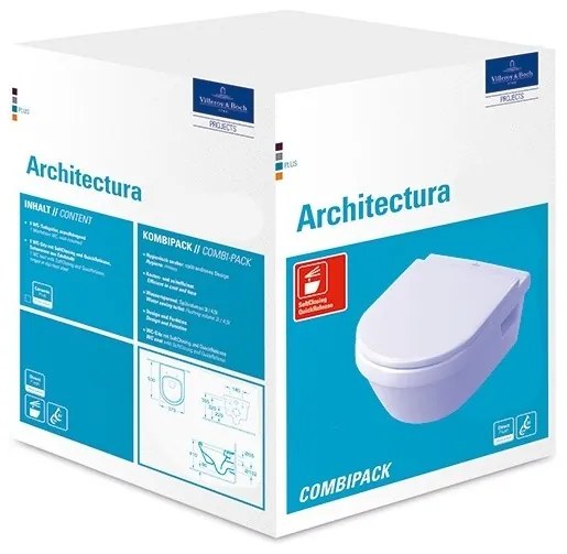 Pachet vas WC rimless suspendat + bideu suspendat, Villeroy&Boch Avento, DirectFlush, cu capac WC inchidere lenta
