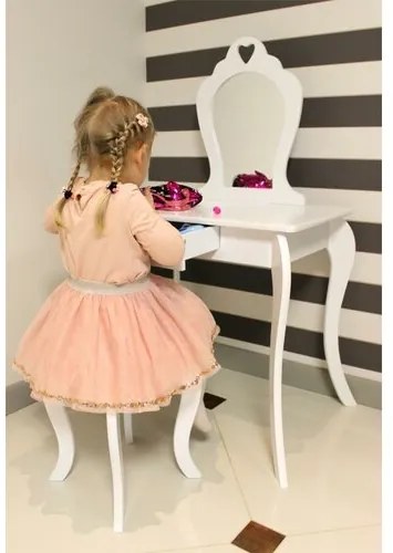 Masă de toaletă pentru copii cu oglindă desiguranță Elza , 71 x 50 x 108 cm