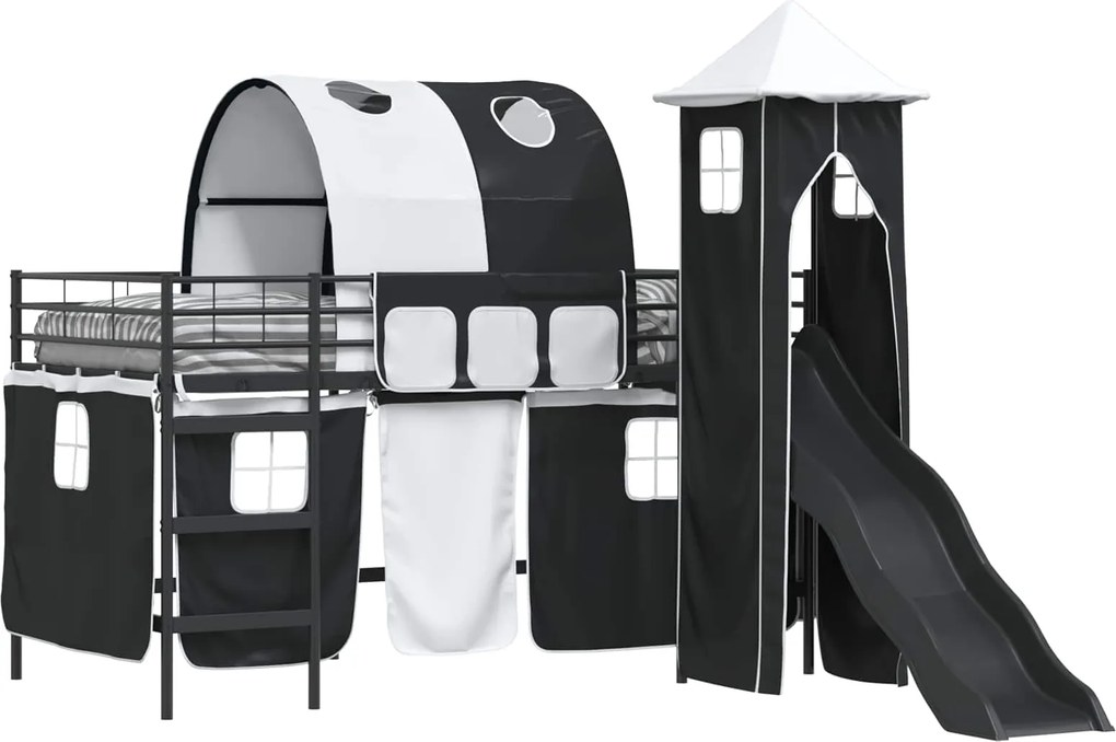 vidaXL Cadru de pat supraetajat pentru copii Negru 100 x 200 cm Metal