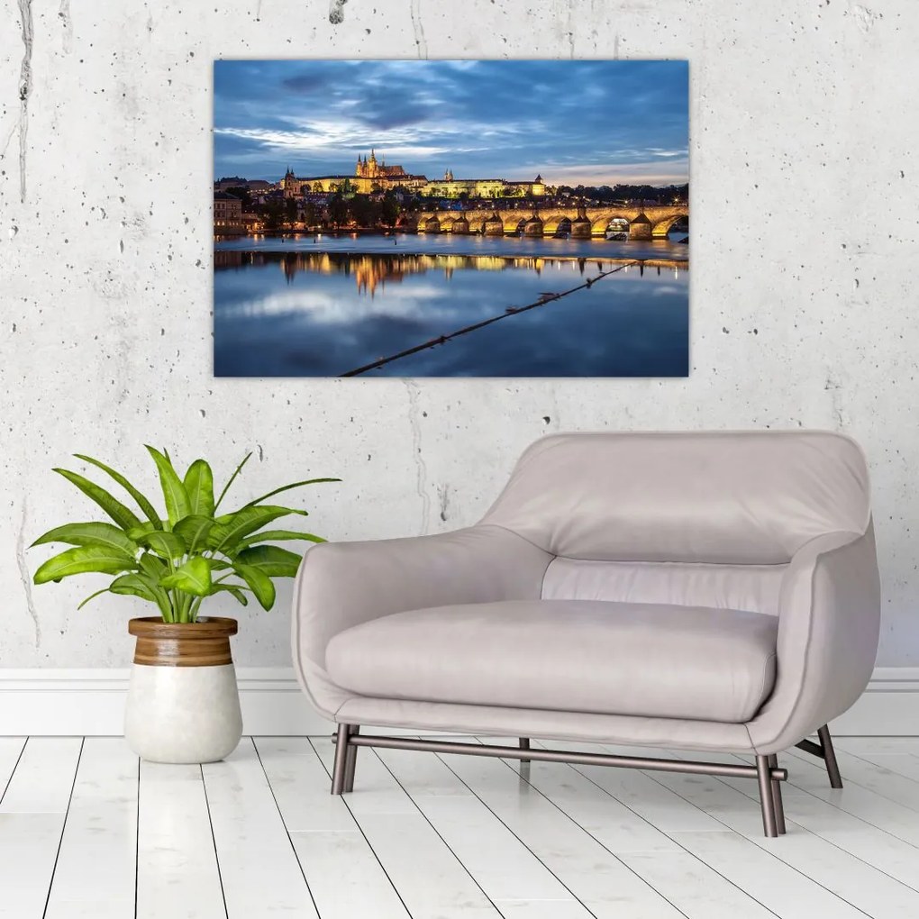 Tablou cu palatul din Praga și podul lui Carol (90x60 cm)