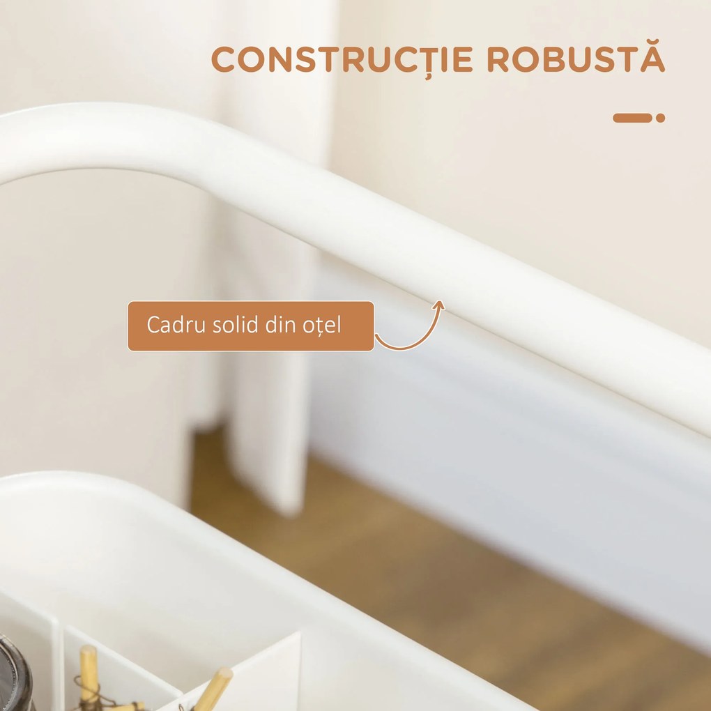 HOMCOM Cărucior de Bucătărie Multifuncțional cu 3 Nivele, Coșuri și Cârlige Detașabile, 42x38x86.5 cm, Negru | Aosom Romania