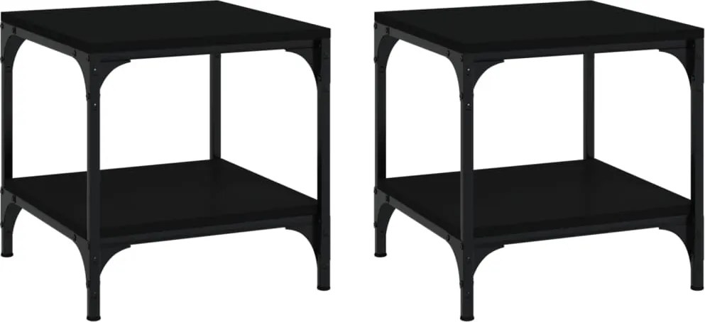 vidaXL Măsuțe laterale, 2 buc., negru, 40x40x40 cm, lemn prelucrat