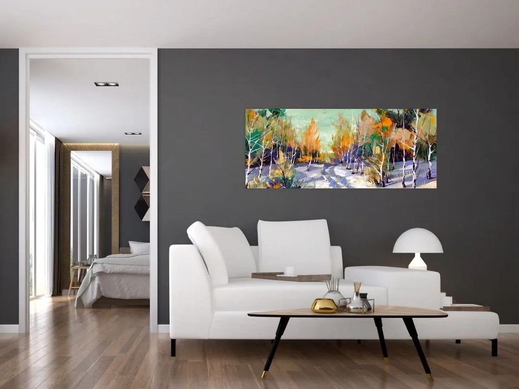 Tablou - Drum înzăpezit prin pădure (120x50 cm)