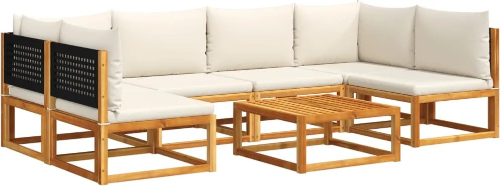 vidaXL Set canapele de grădină cu 7 piese și perne, lemn de salcâm și ratan