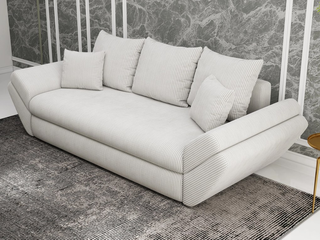 Canapea extensibilă dumonde cu ladă de depozitare si sezut confortabil din spuma high-density, Loana Zoom Cream 250x100 cm