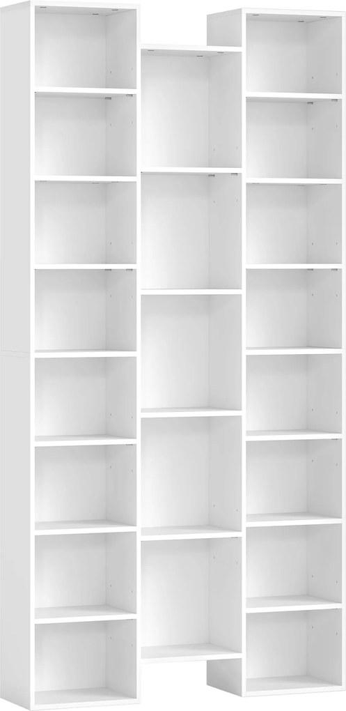 HOMCOM Bibliotecă Modernă din Lemn, Înălțime 181 cm, cu 21 Compartimente și 10 Rafturi Reglabile, Alb | Aosom Romania