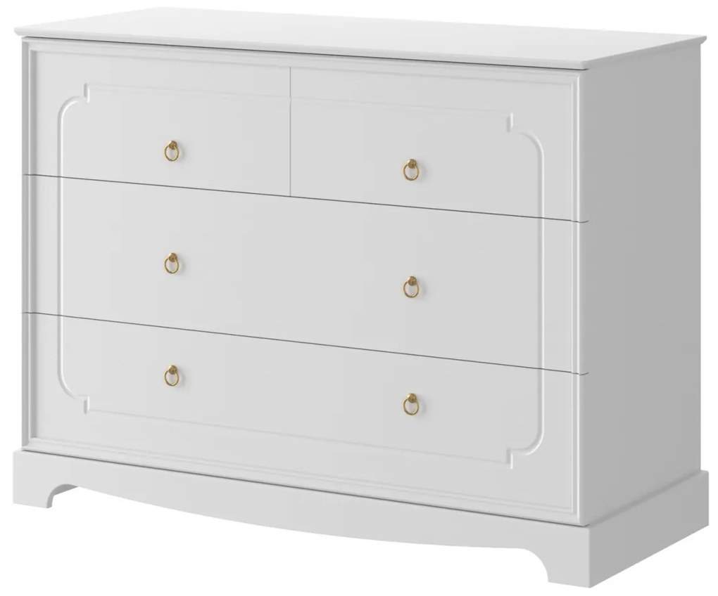 Comoda Royal alba cu 4 sertare