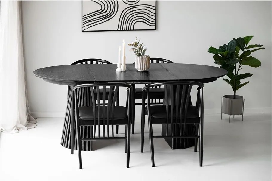 Masă de dining rotundă extensibilă cu blat cu aspect de lemn de stejar cu blat suplimentar ø 120 cm Osaka – House Nordic