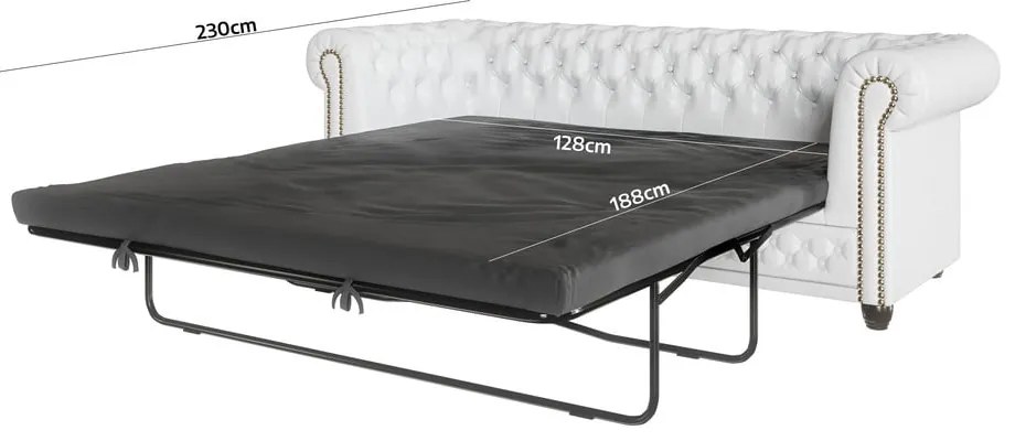 Canapea albă extensibilă cu tapițerie din imitație de piele 203 cm York – Ropez