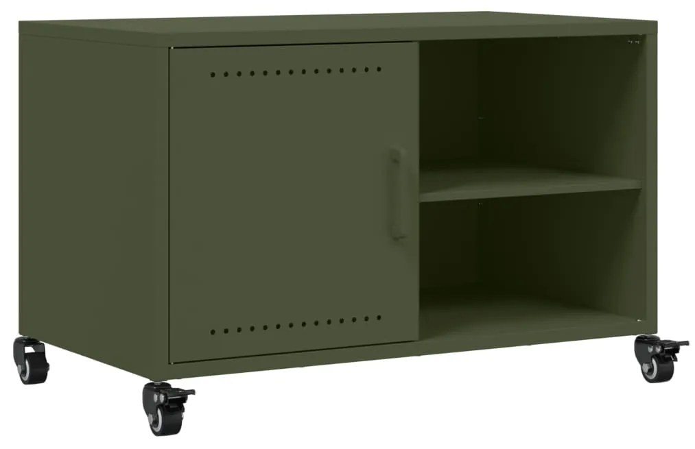 846672 vidaXL Dulap TV, verde măsliniu, 68x39x43,5 cm, oțel