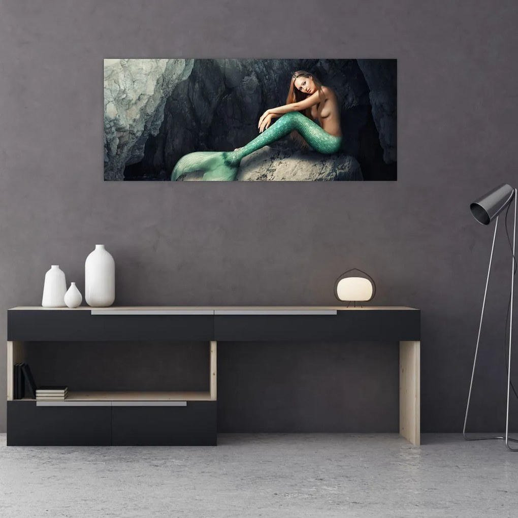 Tablou - Sirena pe stâncă (120x50 cm)