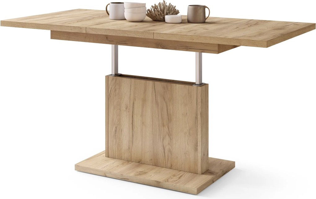 Mazzoni ASTON MINI Stejar Craft Auriu - MĂSUȚĂ DE CAFEA MODERNĂ EXTENSIBILĂ REGLABILĂ PE ÎNĂLȚIME MASĂ TRANSFORMABILĂ