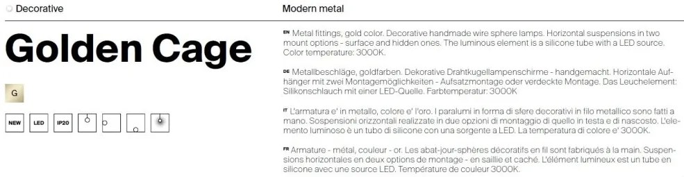 Lustra LED suspendata design decorativ Golden Cage