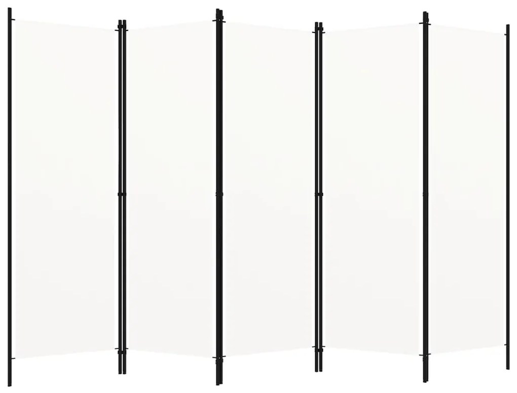 320723 vidaXL Paravan de cameră cu 5 panouri, alb, 250 x 180 cm
