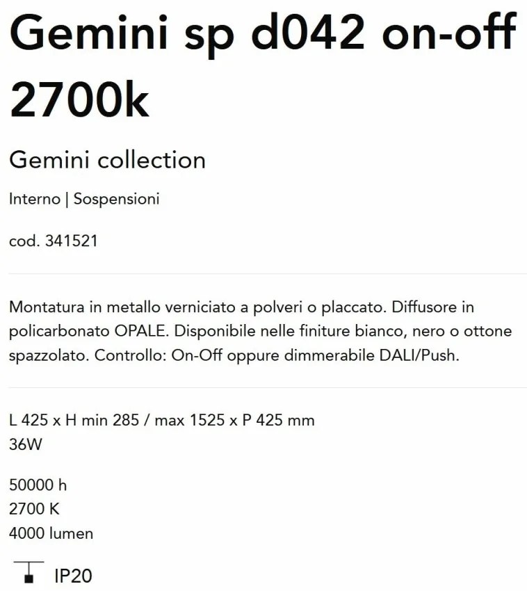 Lustra LED suspendata design circular Gemini sp d042 on-off 2700k alba