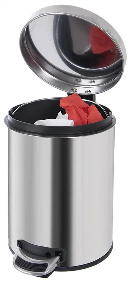 Coș de gunoi argintiu lucios cu pedală din oțel inoxidabil 3 l – Orion