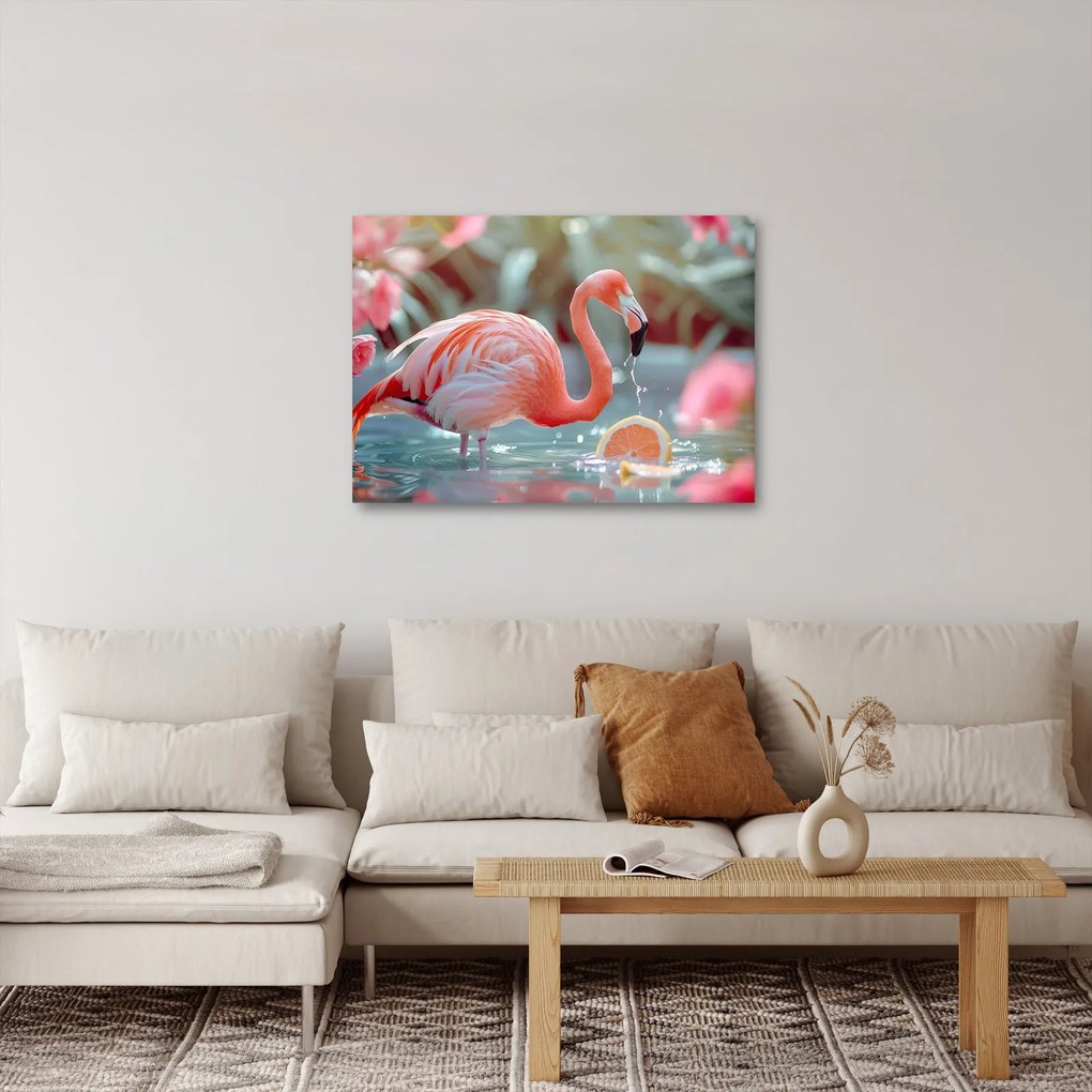 Tablou - Flamingo în iaz (70x50 cm)