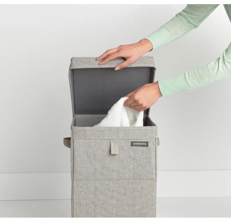 Cutie de rufe stivuibila Brabantia 1000827, 35 L, Deschidere frontala, Capac larg, Pliabil, Gri