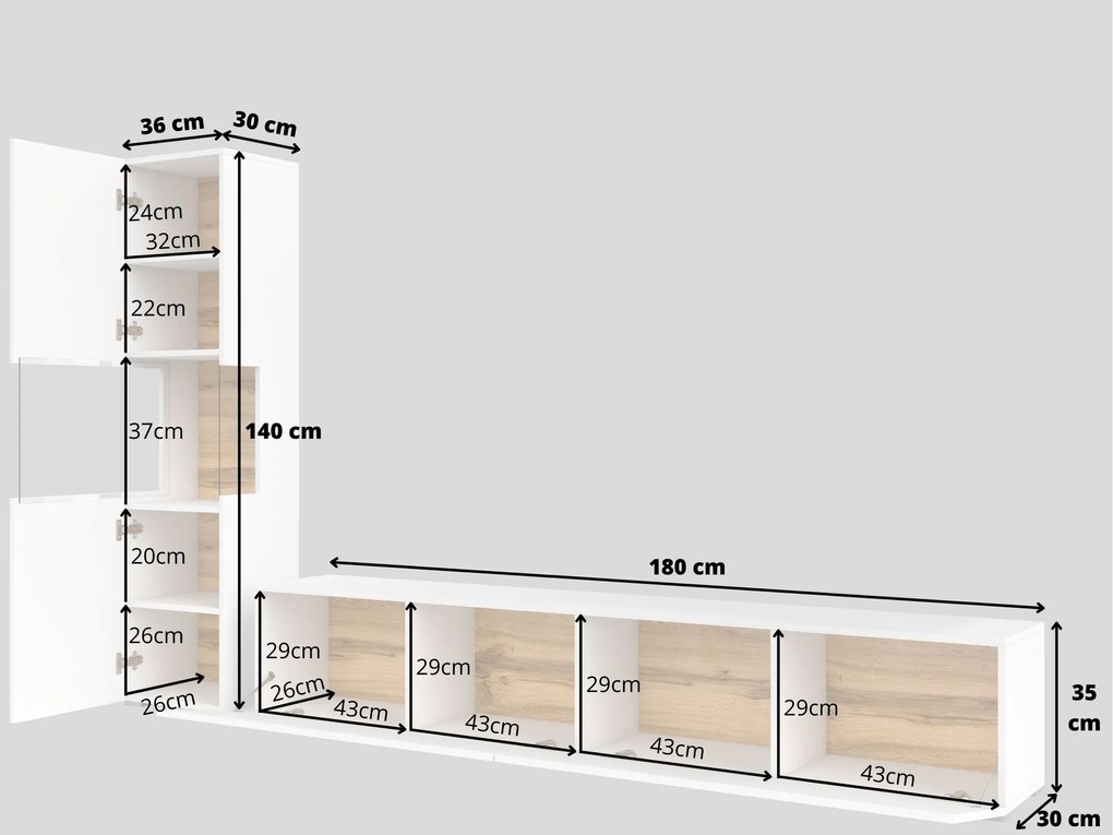 Mobilier living Avernic Typ 09 (Alb + Stejar wotan). 1042049