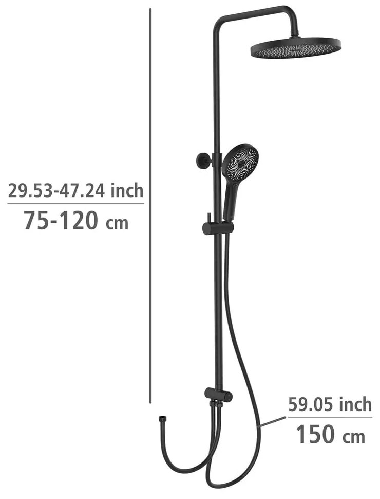 Set de duș negru din oțel inoxidabil 120 cm Soft Water – Wenko