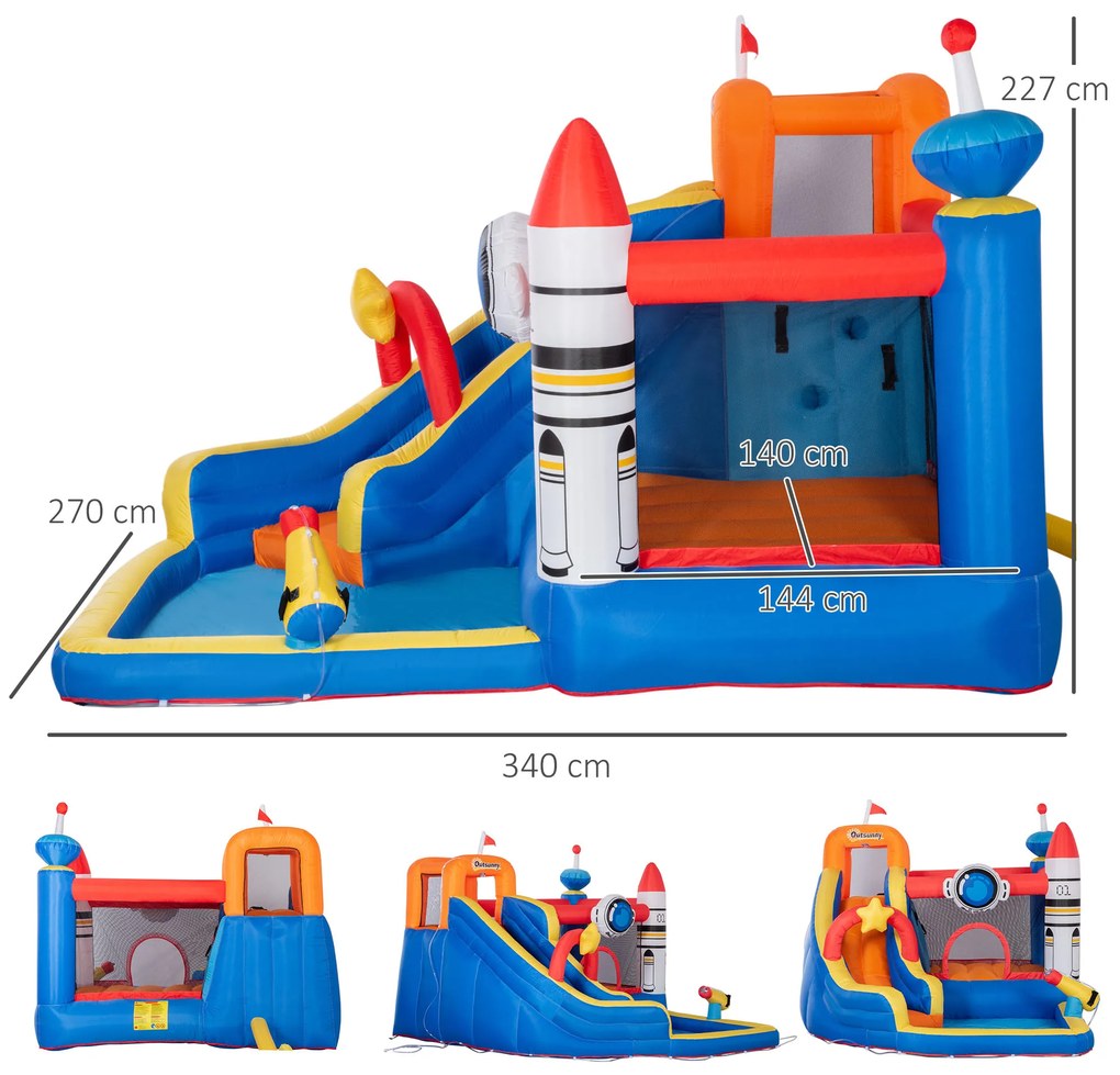 Castel gonflabil 5 in 1 Outsunny pentru copii cu geanta de transport 3,3x2,8x2m | Aosom Romania