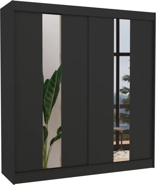 Dulap cu usi glisante si oglinda 200x215 cm, Balton, ADRK Furniture (Culoare: Sonoma)