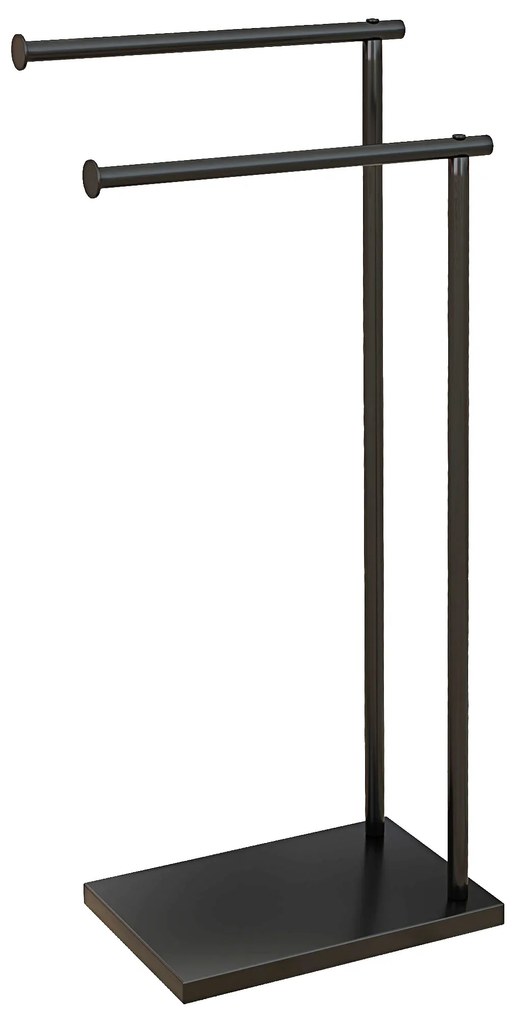 HOMCOM Suport Prosoape cu 2 Brațe, Suport Baie din Metal, 35,5x20x78 cm, Negru | Aosom Romania