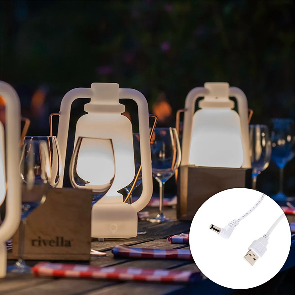 Lampă de masă reîncărcabilă 30 cm IP44 alb - Storm Small