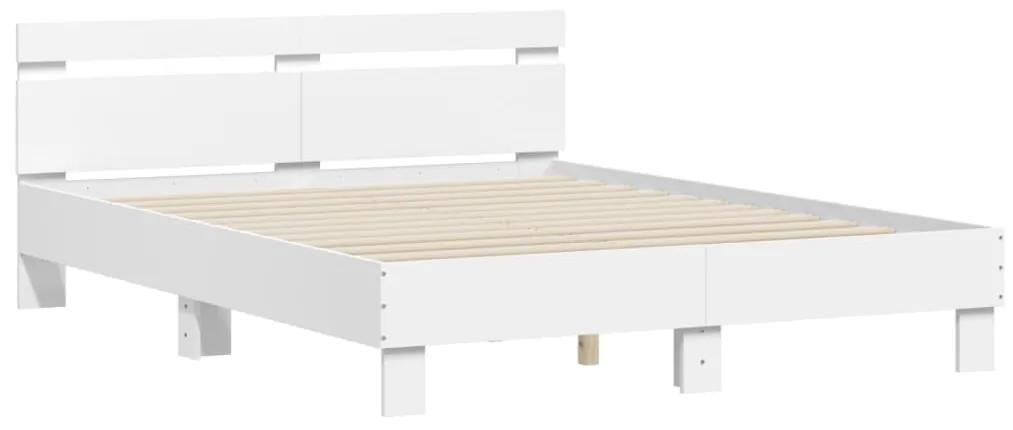 3207434 vidaXL Cadru de pat cu tăblie, alb, 140x190 cm, lemn prelucrat