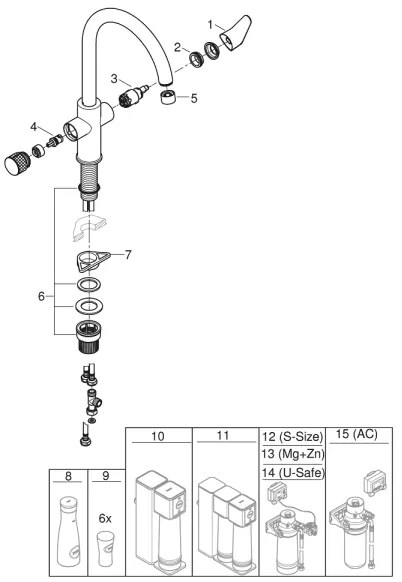 GROHE 30592000 - Baterie pentru chiuvetă StartCurve BLUE PURE, 411 mm, crom lucios